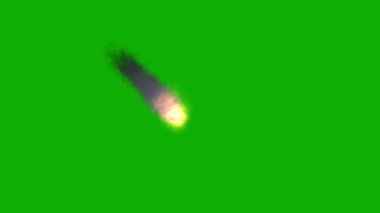 Yeşil ekran arka planına sahip düşen meteor hareketi grafikleri
