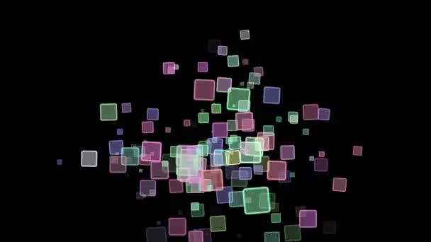 Vallende Kleur Vierkanten Beweging Graphics Met Nacht Achtergrond — Stockvideo