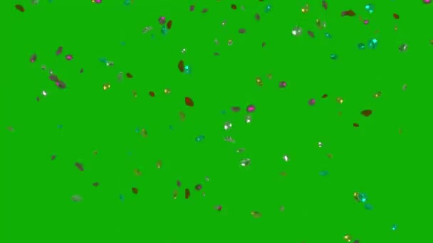 Caída Diamantes Colores Gráficos Movimiento Con Fondo Pantalla Verde — Vídeo de stock