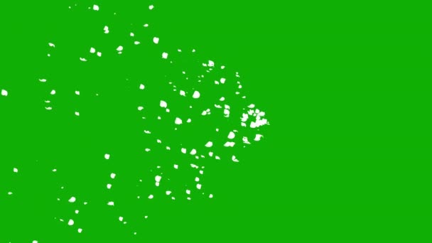 Witte Confetti Deeltjes Streamen Bewegende Graphics Met Groene Achtergrond Scherm — Stockvideo