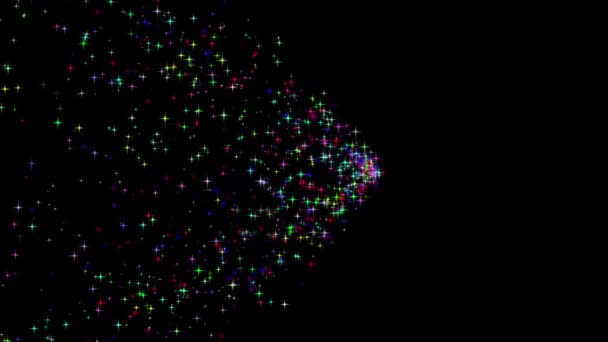 Graphismes Mouvement Scintillants Colorés Étoiles Flux Avec Fond Nuit — Video