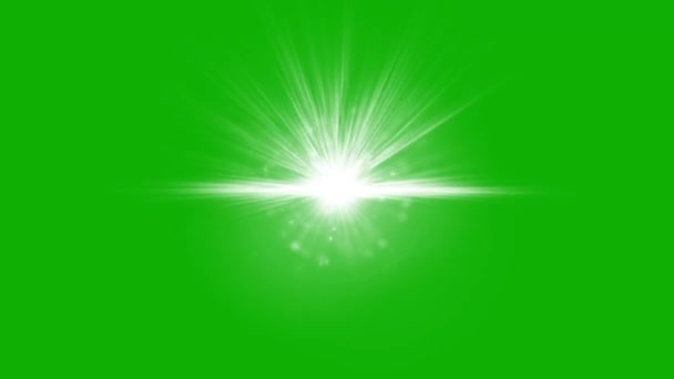 Świecące Gwiazdy Promienie Światła Grafika Ruchu Zielonym Tle Ekranu — Wideo stockowe