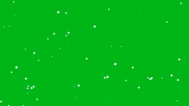 Танцующие Звезды Движения Графики Зеленым Фоном Экрана — стоковое видео