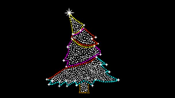 Grafica Incandescente Dell Albero Natale Con Sfondo Notturno — Video Stock