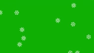 Düşen kar taneleri yeşil ekran arka planına sahip hareketli grafikler
