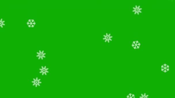 Vallende Sneeuwvlokken Bewegende Graphics Met Groene Achtergrond Scherm — Stockvideo