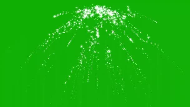 Πτώση Glitter Σωματίδια Γραφικά Κίνησης Πράσινο Φόντο Οθόνη — Αρχείο Βίντεο