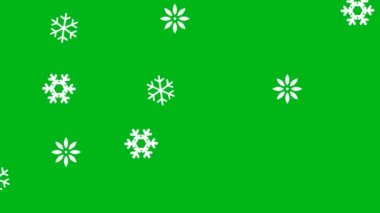 Düşen kar taneleri yeşil ekran arka planına sahip hareketli grafikler