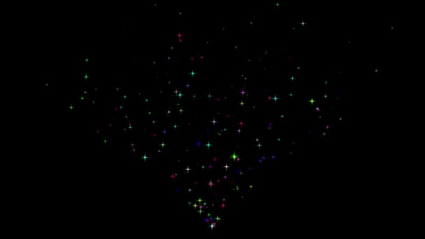 Estrelas Coloridas Transmitem Gráficos Movimento Com Fundo Noturno — Vídeo de Stock