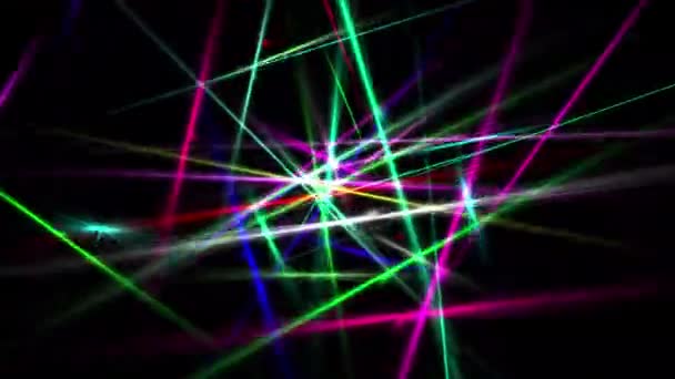 Coloridos Rayos Luz Gráficos Movimiento Con Fondo Nocturno — Vídeos de Stock