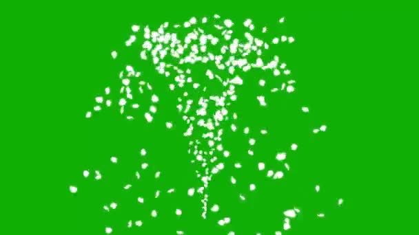 Confettis Blancs Particules Flux Graphiques Mouvement Avec Fond Écran Vert — Video