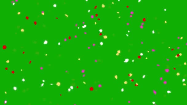 緑の画面の背景を持つカラフルな紙吹雪粒子の動きのグラフィック — ストック動画