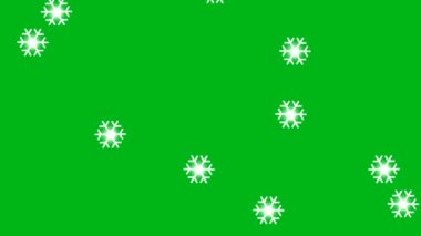 Düşen kar taneleri yeşil ekran arka planına sahip hareketli grafikler