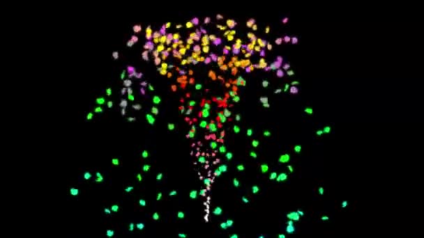カラフルなコンフェッティ粒子は夜の背景と運動グラフィックスをストリーム — ストック動画