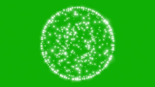Glitter Partiklar Cirkel Rörelse Grafik Med Grön Skärm Bakgrund — Stockvideo