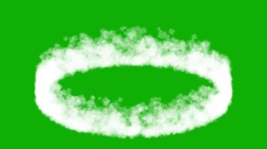 Yeşil arkaplan ile beyaz duman dairesi hareket grafikleri