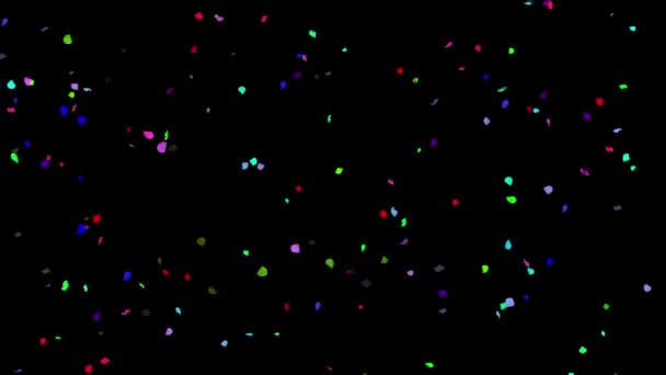 Vallende Kleurrijke Confetti Deeltjes Motion Graphics Met Nacht Achtergrond — Stockvideo
