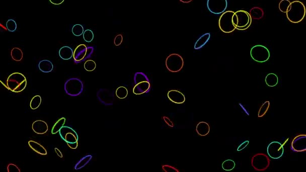 Anéis Coloridos Gráficos Movimento Com Fundo Noturno — Vídeo de Stock