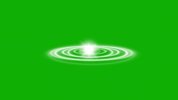 Λαμπερό Αστέρι Και Φως Κύματα Γραφικά Κίνησης Πράσινο Φόντο Οθόνη — Αρχείο Βίντεο