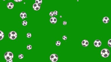 Falling footballs motion graphics with green screen background