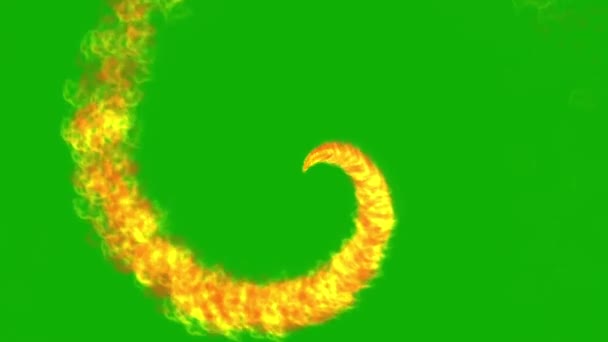 Spinning fire stream motion graphics with green screen background