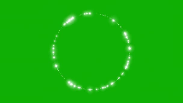 Λαμπερό Glitter Σωματίδια Κύκλο Γραφικά Κίνησης Πράσινο Φόντο Οθόνη — Αρχείο Βίντεο