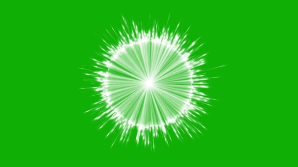 Rayos Luz Brillante Círculo Gráficos Movimiento Con Fondo Pantalla Verde — Vídeo de stock