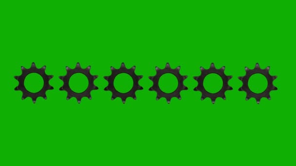 带绿色屏幕背景的旋转齿轮运动图形 — 图库视频影像