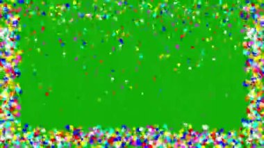 Renkli konfeti parçacıkları kutlamaları yeşil ekran arkaplanlı hareket grafikleri