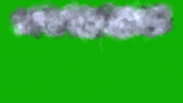 带有绿色屏幕背景的暴风云和闪电运动图形 — 图库视频影像