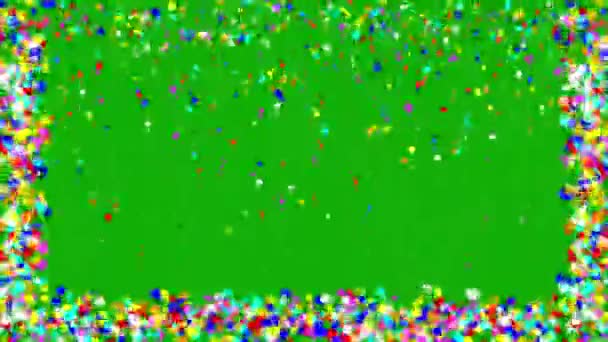 Kleurrijke Confetti Deeltjes Vieringen Motion Graphics Met Groen Scherm Achtergrond — Stockvideo