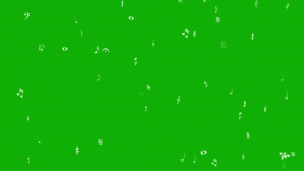 Музичні Символи Графіка Руху Фоном Зеленому Екрані — стокове відео
