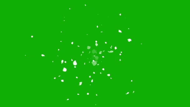 Gráficos Movimiento Partículas Confeti Blancas Con Fondo Pantalla Verde — Vídeos de Stock