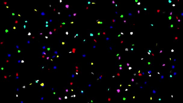 Spinning Bunte Konfetti Partikel Bewegungsgrafik Mit Nacht Hintergrund — Stockvideo