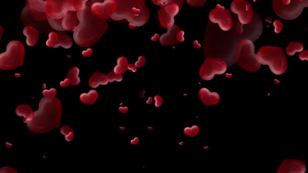 Corações Vermelhos Movimento Gráficos Com Fundo Noturno — Vídeo de Stock