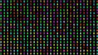 Gece arkaplanlı renkli dijital numaralar hareket grafikleri