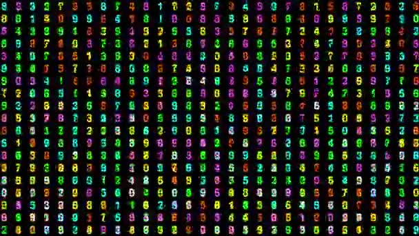Barevná Digitální Čísla Pohybová Grafika Nočním Pozadím — Stock video