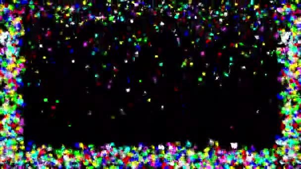 Bunte Konfetti Partikel Feiern Bewegungsgrafik Mit Nächtlichem Hintergrund — Stockvideo
