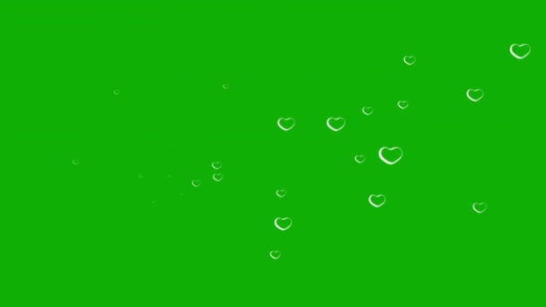 Bianco Cuore Forme Movimento Grafica Con Sfondo Schermo Verde — Video Stock