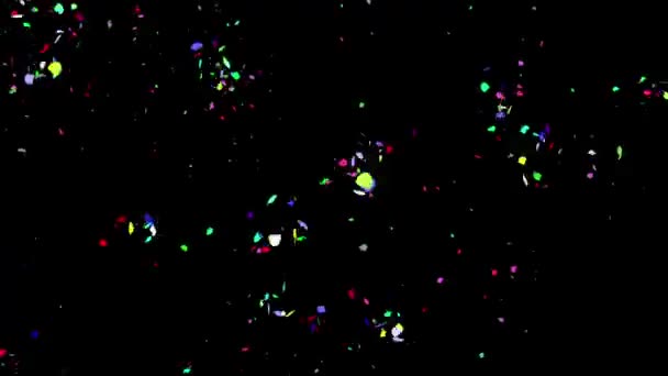 Grafis Gerak Partikel Konfeti Berwarna Warni Dengan Latar Belakang Malam — Stok Video