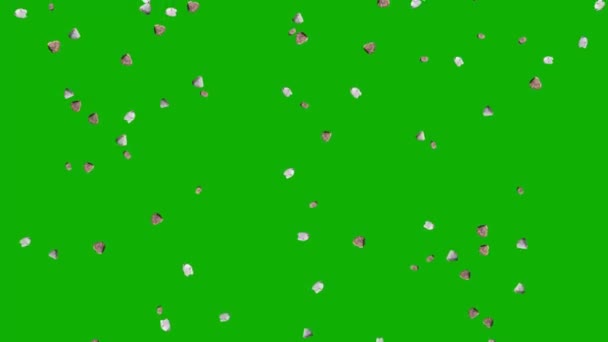 Fallende Steine Bewegungsgrafik Mit Grünem Bildschirmhintergrund — Stockvideo