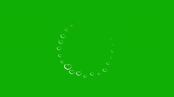 Coeurs Blancs Cercle Graphiques Mouvement Avec Fond Écran Vert — Video