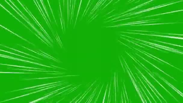 Spiral Φως Ραβδώσεις Γραφικά Κίνησης Πράσινο Φόντο Οθόνη — Αρχείο Βίντεο