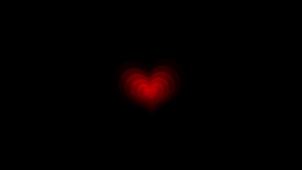 Corazones Rojos Gráficos Movimiento Con Fondo Nocturno — Vídeo de stock