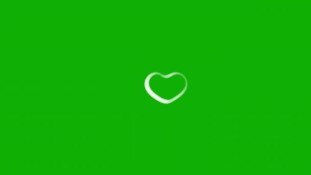 Creciente Corazón Blanco Gráficos Movimiento Con Fondo Pantalla Verde — Vídeos de Stock