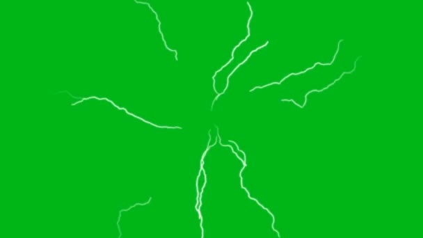 Lightning Σπινθήρες Γραφικά Κίνησης Πράσινο Φόντο Οθόνη — Αρχείο Βίντεο
