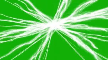 Yeşil ekran arka planına sahip şimşek enerjisi grafikleri