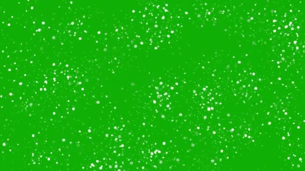 Gráficos Movimiento Partículas Nieve Con Fondo Verde — Vídeo de stock