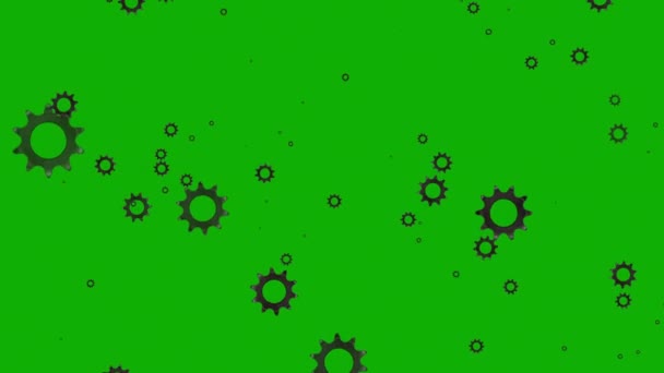 Spinning Gears Bewegungsgrafik Mit Grünem Hintergrund — Stockvideo