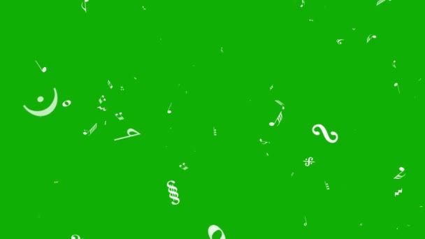 Símbolos Musicales Gráficos Movimiento Con Fondo Pantalla Verde — Vídeos de Stock